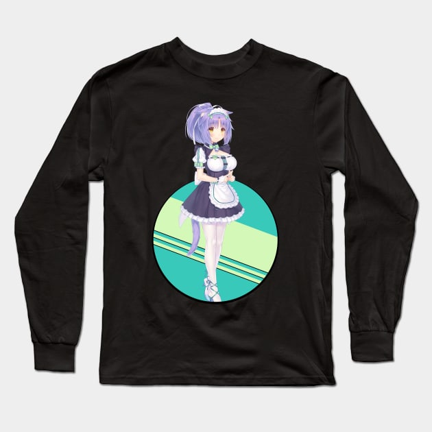 Cute Neko Maid Long Sleeve T-Shirt by Randomart